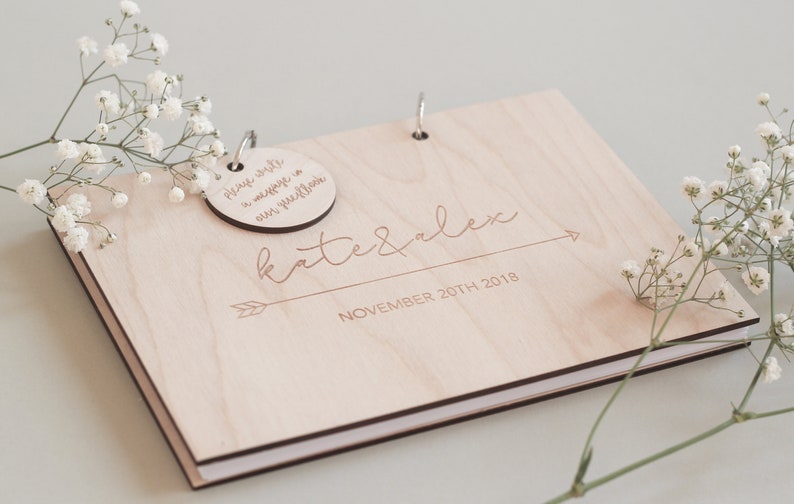 Boho Guest Book Wooden Guest Book Calligraphy Guestbook Etsy