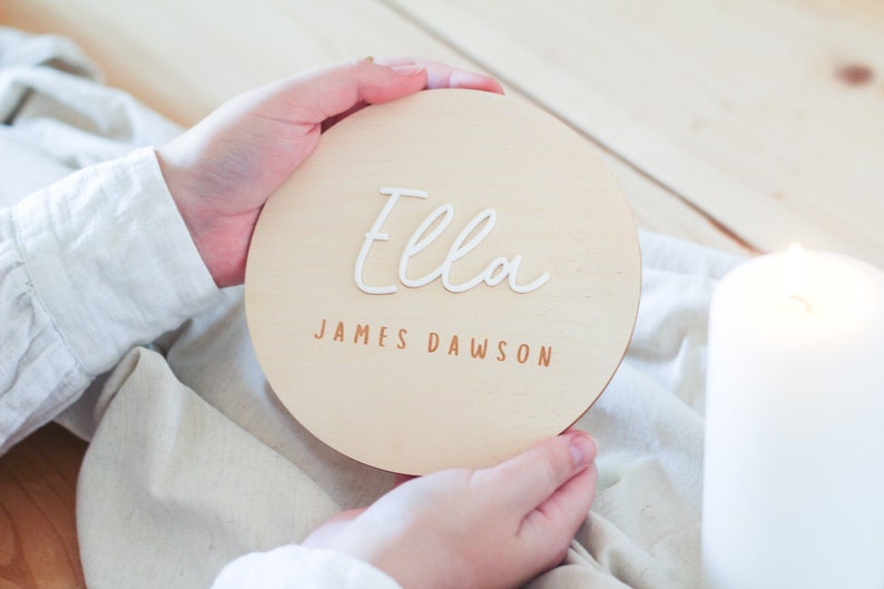 Birth Announcement Sign, Name Plaque For Baby, Nursery Name Sign, Wood Baby Name Sign, Baby Room Name Art, Nursery Decor, Birth Announcement image 1