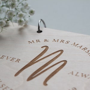 Initial Wedding Guest Book, Wood Wedding Guest Book, Monogram Guestbook, Modern Guest Book, Personalised Guest Book, Unique Guestbook image 6