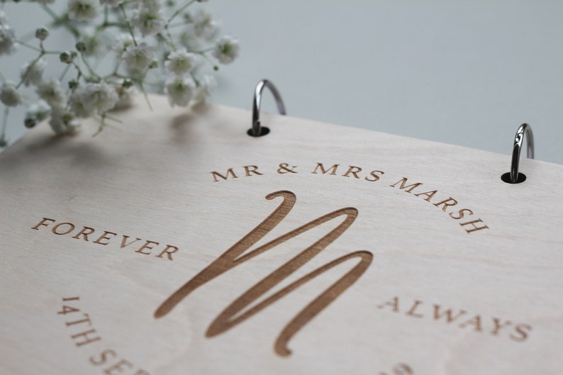 Initial Wedding Guest Book, Wood Wedding Guest Book, Monogram Guestbook, Modern Guest Book, Personalised Guest Book, Unique Guestbook image 6