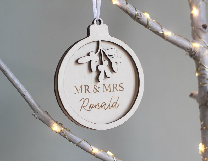 Mr & Mrs Bauble, Custom Ornament, Christmas Ornament, First Christmas, Newlywed Ornament, Couple Xmas Ornaments, Gift for Couple image 5