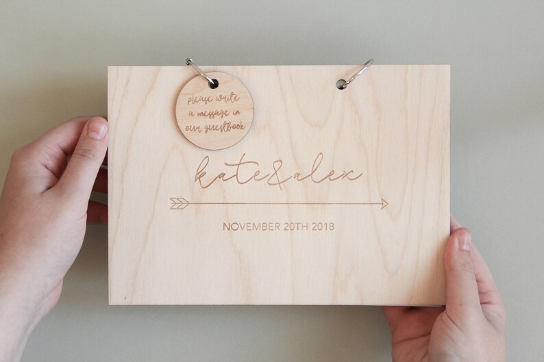 Boho Guest Book Wooden Guest Book Calligraphy Guestbook Etsy