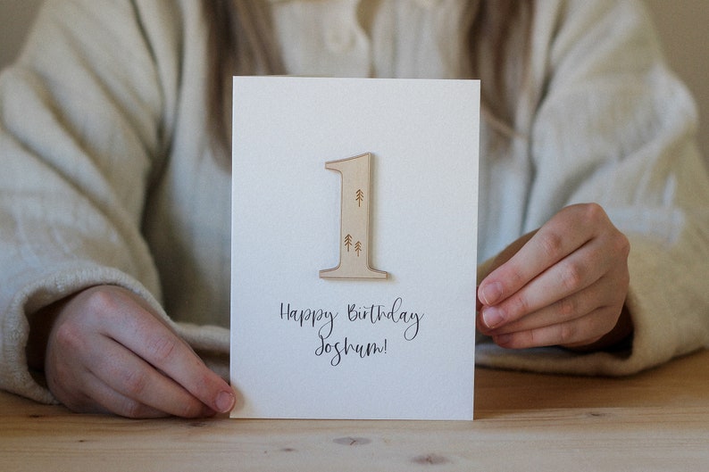 Personalised Number Birthday Card Celebration Card Wooden Card image 6