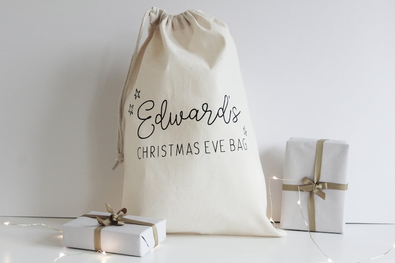 Christmas Eve Bag, Custom Santa Sack, Christmas Eve Gift, Christmas Eve Box, Christmas Stocking, Personalised Stocking, Christmas Sack image 2