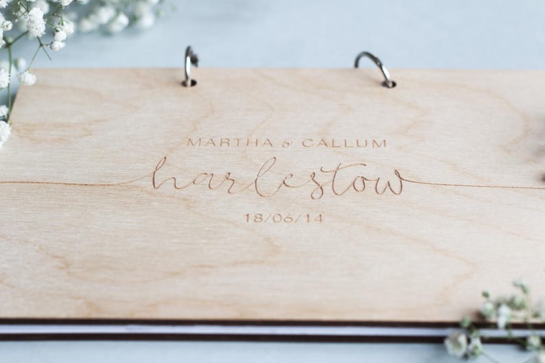 Modern Wedding Guest Book, Wooden Wedding Guest Book, Wooden Guestbook, Modern Guest Book, Personalised Guest Book, Unique Wedding Guestbook image 3