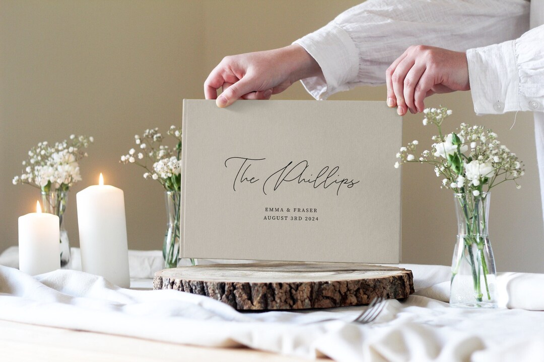 Printed Guestbook, Modern Guest Book, Modern Wedding Guest Book, Linen