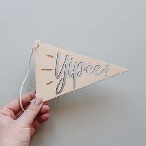 Yipee Pennant Card Funny Birthday Card, Birthday Card, Wood Cut Card, Wooden Postcard, Gift for Him, Gift for Her, Card for Her image 2