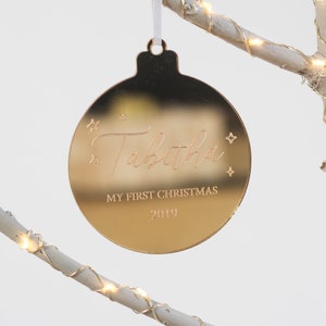 Baby's First Christmas, First Christmas 2019, Personalised Gifts, New Baby Ornament, Gifts for New Mom, Custom Bauble, Custom Ornament image 5