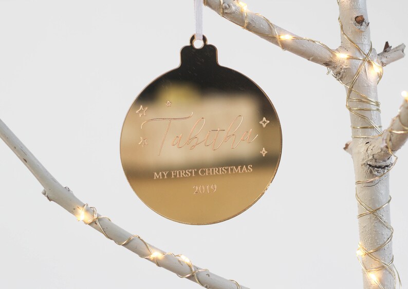 Baby's First Christmas, First Christmas 2019, Personalised Gifts, New Baby Ornament, Gifts for New Mom, Custom Bauble, Custom Ornament image 5