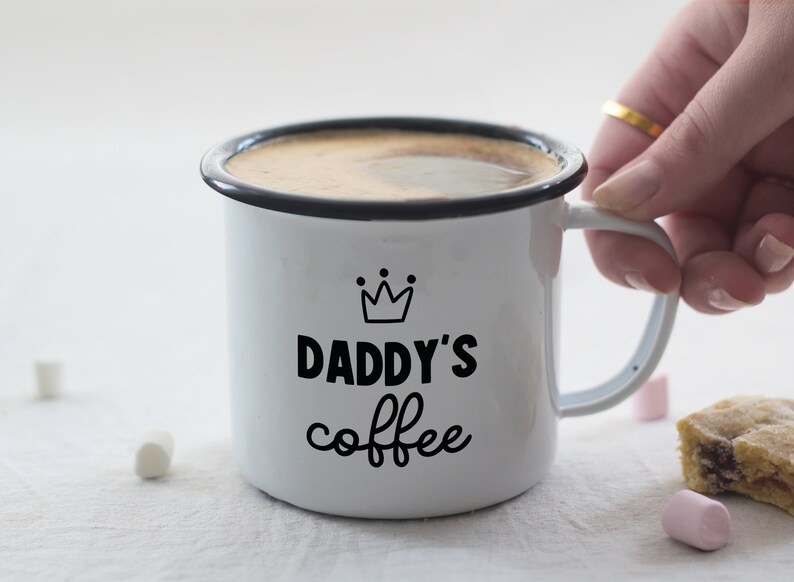 Personalised coffee mug, custom mug, gift for Daddy, engraved mug, personalised enamel mug, gift for Dad, coffee lover gift, image 5