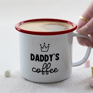 Personalised coffee mug, custom mug, gift for Daddy, engraved mug, personalised enamel mug, gift for Dad, coffee lover gift, image 2