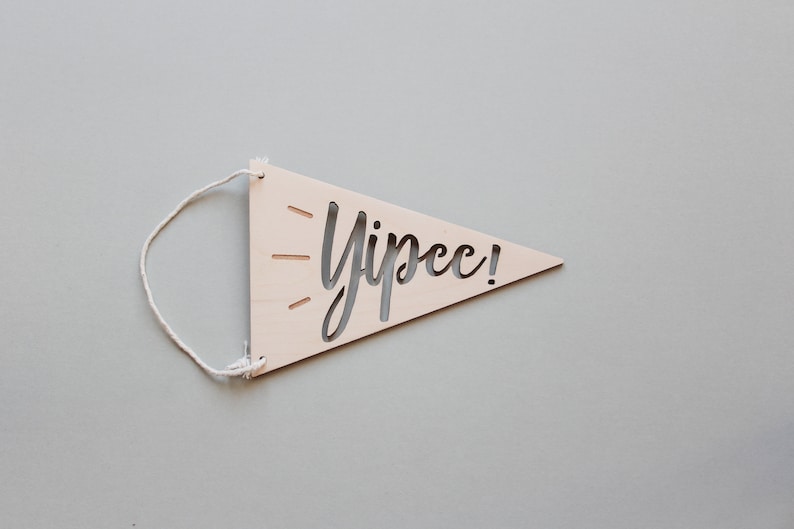 Yipee Pennant Card Funny Birthday Card, Birthday Card, Wood Cut Card, Wooden Postcard, Gift for Him, Gift for Her, Card for Her image 1