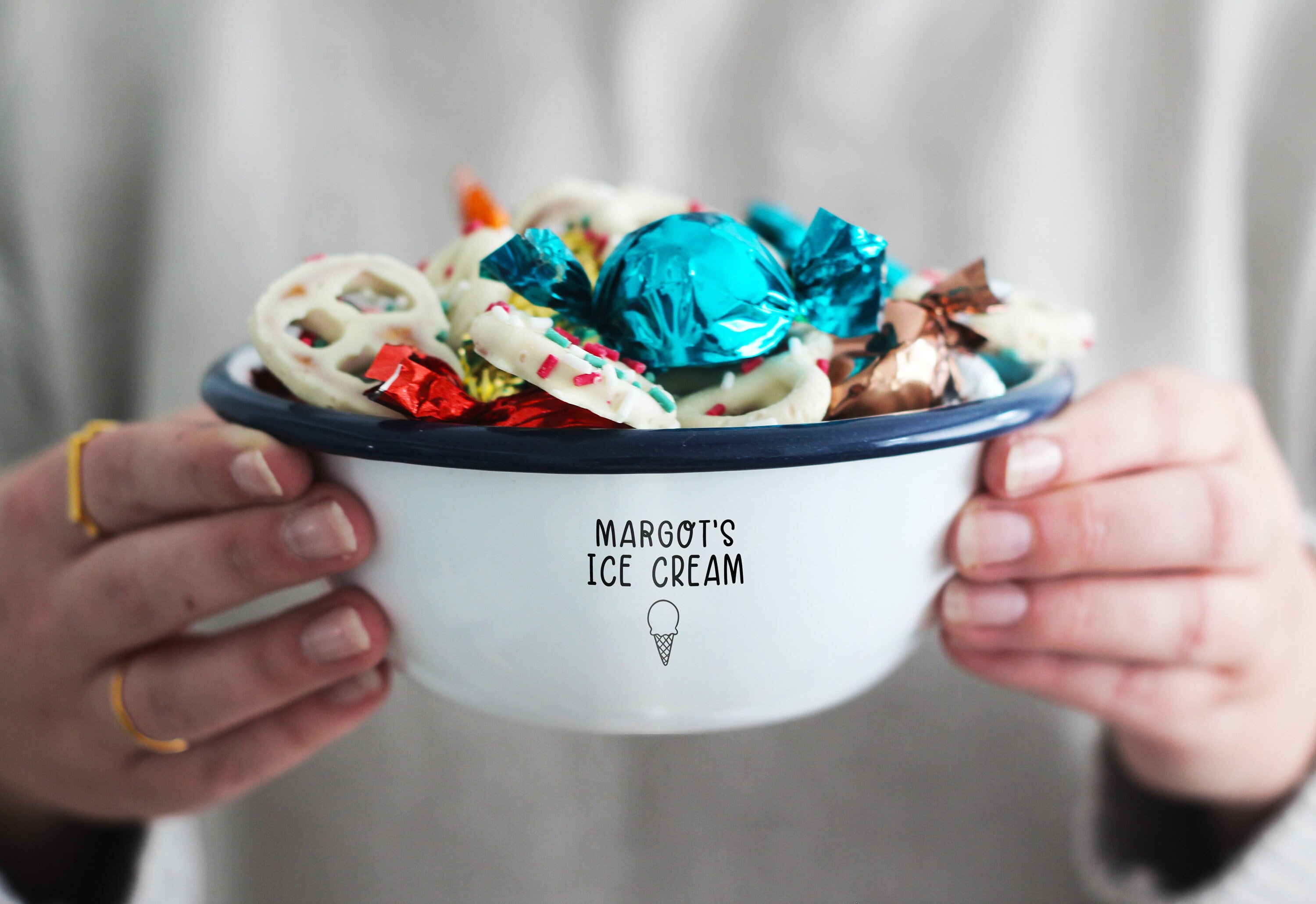 Personalised Enamel Ice Cream Bowl 