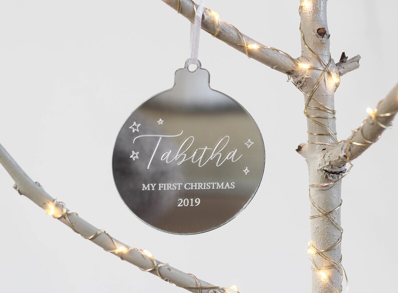 Baby's First Christmas, First Christmas 2019, Personalised Gifts, New Baby Ornament, Gifts for New Mom, Custom Bauble, Custom Ornament image 2