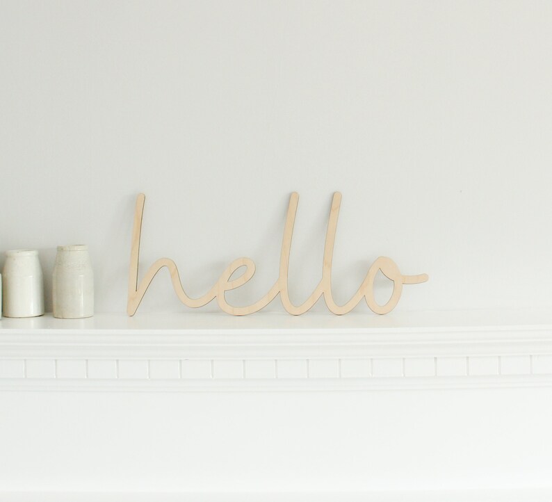 Wooden Hello Sign Hello Wall Art Nursery Decor Kids Room Etsy