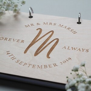 Initial Wedding Guest Book, Wood Wedding Guest Book, Monogram Guestbook, Modern Guest Book, Personalised Guest Book, Unique Guestbook image 5