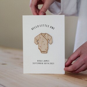 Personalised Hello Little One Card Celebration Card Wooden Card image 2