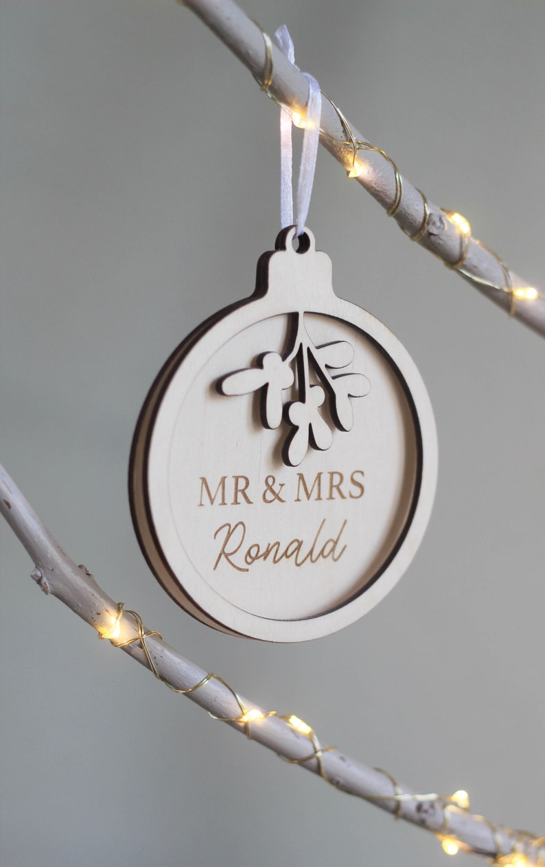 Mr & Mrs Bauble, Custom Ornament, Christmas Ornament, First Christmas, Newlywed Ornament, Couple Xmas Ornaments, Gift for Couple image 6