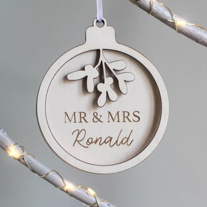 Mr & Mrs Bauble, Custom Ornament, Christmas Ornament, First Christmas, Newlywed Ornament, Couple Xmas Ornaments, Gift for Couple image 4