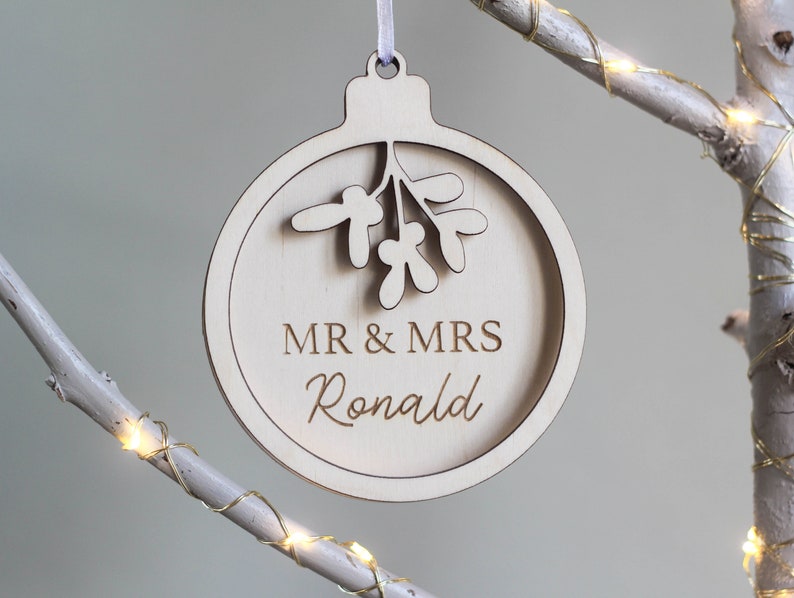 Mr & Mrs Bauble, Custom Ornament, Christmas Ornament, First Christmas, Newlywed Ornament, Couple Xmas Ornaments, Gift for Couple image 4