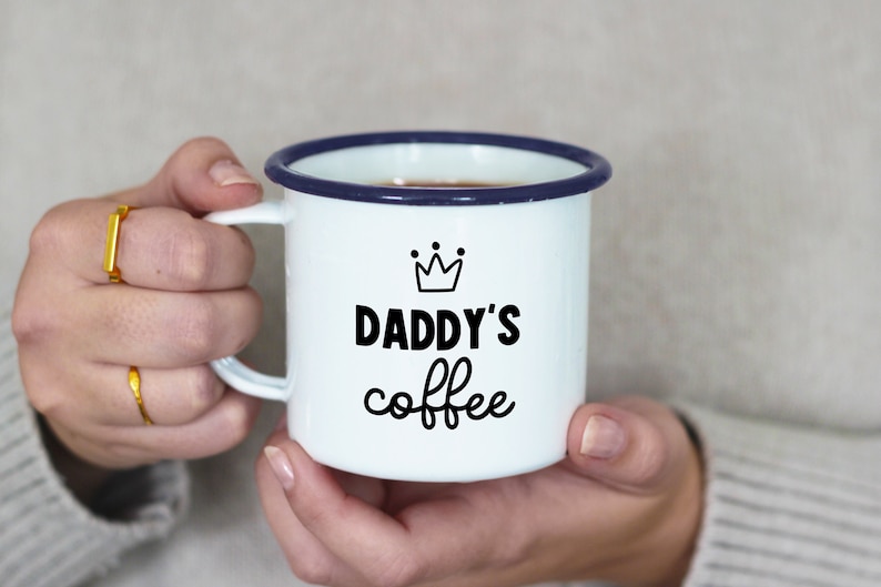Personalised coffee mug, custom mug, gift for Daddy, engraved mug, personalised enamel mug, gift for Dad, coffee lover gift, image 1