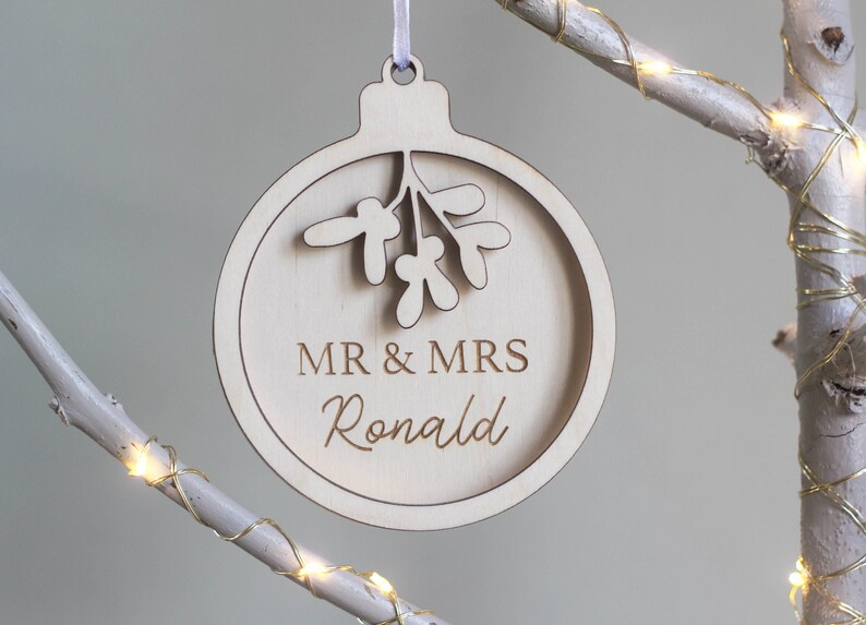 Mr & Mrs Bauble, Custom Ornament, Christmas Ornament, First Christmas, Newlywed Ornament, Couple Xmas Ornaments, Gift for Couple image 1