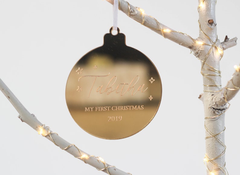 Baby's First Christmas, First Christmas 2019, Personalised Gifts, New Baby Ornament, Gifts for New Mom, Custom Bauble, Custom Ornament image 6