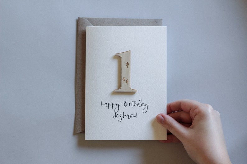 Personalised Number Birthday Card Celebration Card Wooden Card image 7