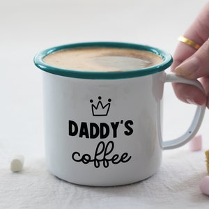 Personalised coffee mug, custom mug, gift for Daddy, engraved mug, personalised enamel mug, gift for Dad, coffee lover gift, image 3
