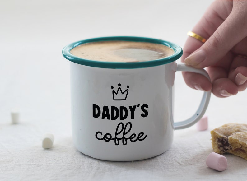 Personalised coffee mug, custom mug, gift for Daddy, engraved mug, personalised enamel mug, gift for Dad, coffee lover gift, image 3