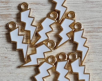 Golden White Lightning Bolt Pendant 20mm Jewellery Findings Charms - Bohoseason