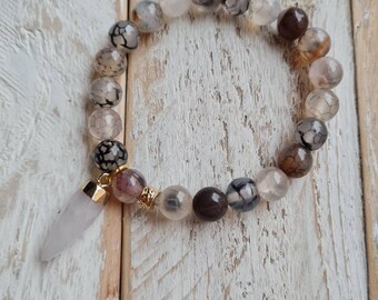 Dragon Agate Boho Beaded Bracelets Quartz Gemstone Charm - BOHOSEASON