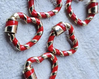 Red Gold Heart Shaped Carabiner Choose - Bohoseason