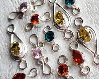 Small Gemstone Connectors 925 Silver Plated Teal Orange Pink Yellow Choose - BOHOSEASON