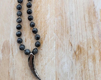 Labradorite Necklace 80cm Stainless Steel Beads Pendant Non Tarnish - BOHOSEASON