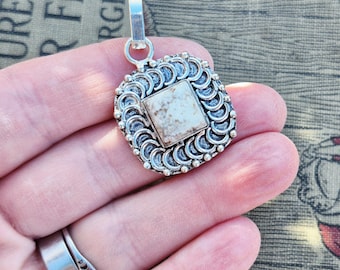 Creamy Caramel Jasper Gemstone Pendant 925 Silver Plated  - BOHOSEASON