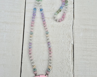 Pink Carabiner Pastel Necklace Stainless Steel Pink Green Blue - BOHOSEASON
