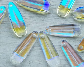 Electroplated Glass Petal Beads Pendants 25mm Jewellery Findings & Charms - Bohoseason