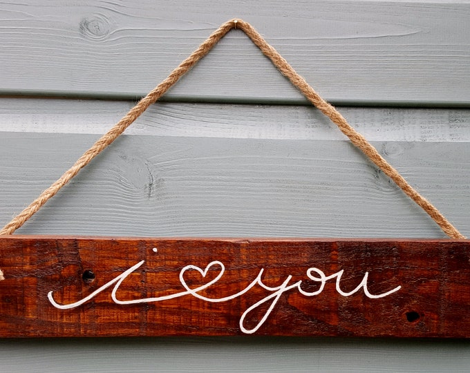 BOHOSEASON I Love You Recycled Pallet Wood Hanging Sign Homeware Gifts Valentines