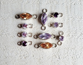 Small Connectors Purple Peach Lilac Round Leaf Shaped 925 Silver Plated Choose - BOHOSEASON