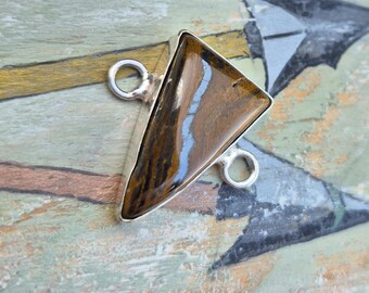Tiger Iron Connector Tigers Eye Brown Jewellery Making Findings 925 Silver Plated - BOHOSEASON