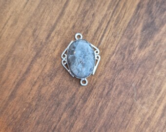 Grey Jasper Gemstone Connector Pendant 925 Silver Plated - BOHOSEASON