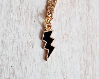 Golden Black Lightning Bolt Pendant Only 20mm Jewellery Findings Charms - Bohoseason