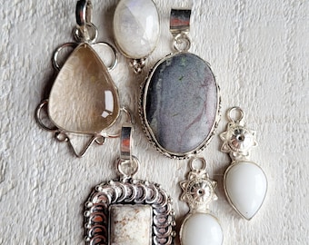 Gemstone Pendants Moonstone Jasper Agate Quartz choose - BOHOSEASON