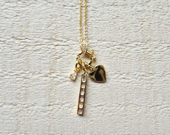 Cz Multi Pendant Necklace Heart 22" Fine Chain 18k Gold Plated Valentines Day Gift - BOHOSEASON