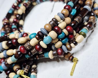 Mixed Wooden Beads 16" Strand Jewellery Making Crafts Findings - BOHOSEASON