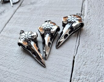 Viking Raven Skull Pendant Stainless Steel Silver Jewellery Findings Charms - Bohoseason