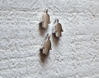 Mini Hamsa Hand Pendant Stainless Steel Silver Jewellery Findings Charms Choose - Bohoseason