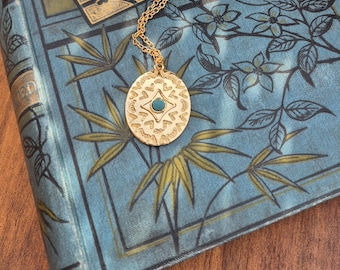 18k Gold Plated Oval Boho Pendant Necklace Chain  - BOHOSEASON