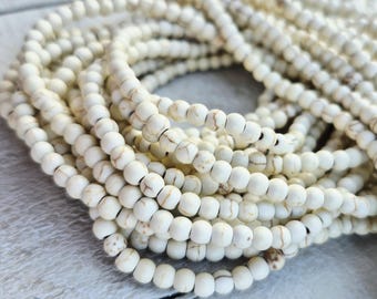 4mm Cream Faux Howlite Beads 16" Strand Jewellery Making Crafts Findings - BOHOSEASON